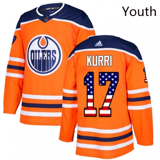 Youth Adidas Edmonton Oilers 17 Jari Kurri Authentic Orange USA Flag Fashion NHL Jersey